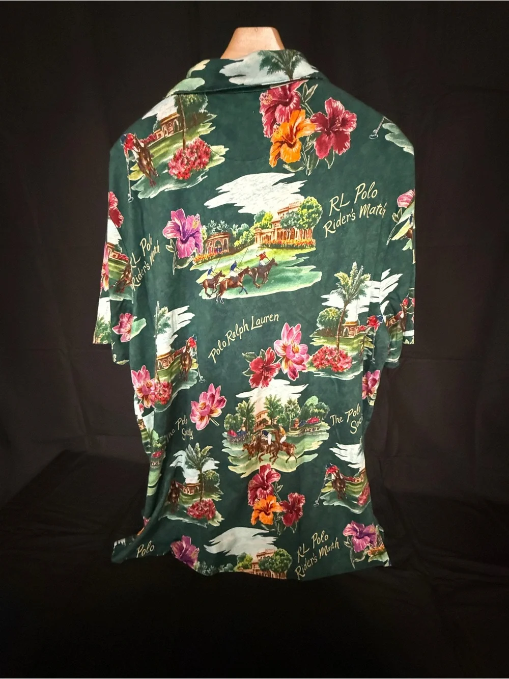 Ralph Lauren Green Polo with Pink & Orange Floral Scenic Print